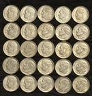 Set of 25  1964 Circulated Roosevelt  90% Silver Dimes  ($2.50 Face Value)