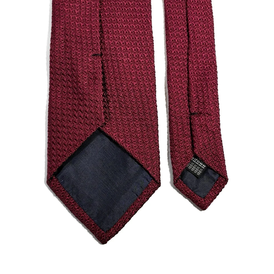 Corbata de granadina de seda maciza roja oscura (Garza Grossa) hecha a mano en Italia Foto 4 de 4