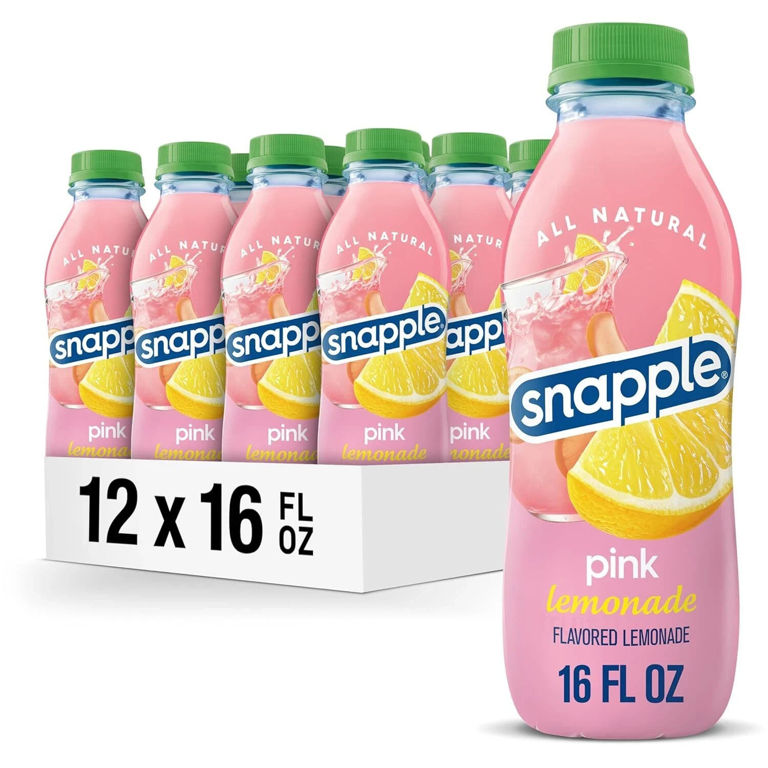 Snapple Pink Lemonade, 16 Fl Oz Recycled Plastic Bottle, Pack of 12