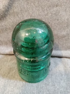 Brookfield Vintage Glass Insulator Aqua Turquoise Mold 3.5'' Has Some Light Chips