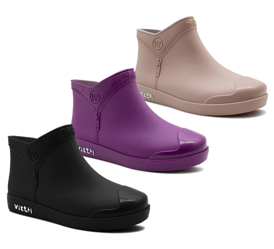 IMTY Womens Ankle Wellies Boots Short Slip On Waterproof Ladies Rain Wellington Boots