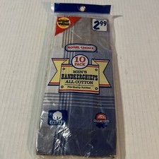 VTG NOS NEW Royal Choice Men's Handkerchiefs Cotton 10 Pack Western Plaid