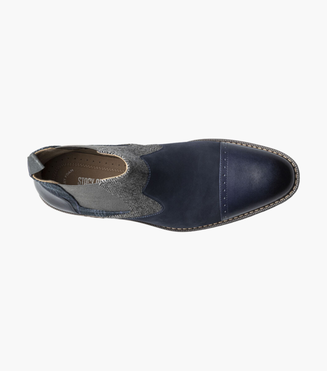 NEW STACY ADAMS men\'s finney cap toe chelsea boots in navy multi Men main image 2