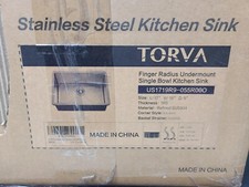 TORVA 16 Gauge Single Bowl Stainless Steel Undermount Kitchen Sink, 9 Inch Deep