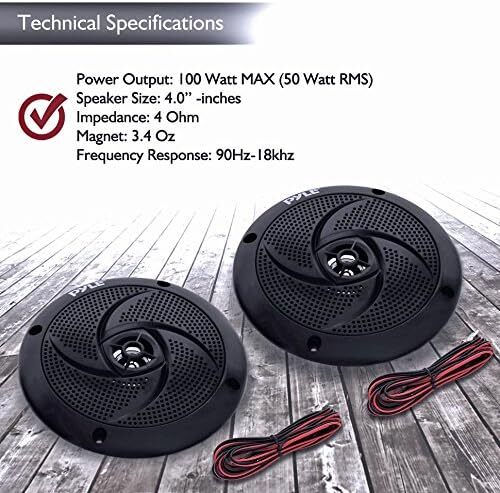 4 Zoll Wasserdicht Marine Lautsprecher Wetterbeständig Low Profile Design Paar - Bild 7 von 7