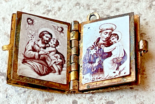 Rare Antique French Victorian Enamel Miniature Charm Saints Book Album Religieux - Picture 8 of 12