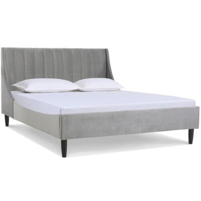 Aspen Vertical Tufted Headboard Platform Bed Set Queen Opal Grey Velvet
