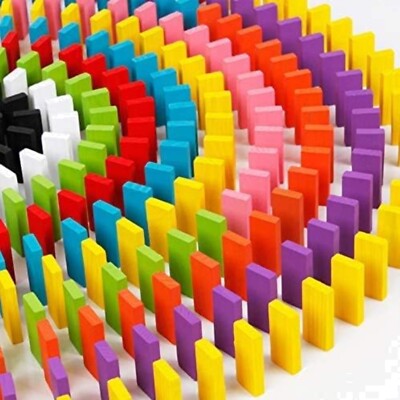 Kinder Domino Holz Bausatz Lernspielzeug Bunt 240 Stück Spiel Set