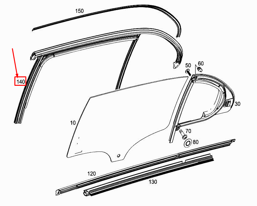 MERCEDES-BENZ A W177 Rear Right Door Window Guide Rail A1777351600