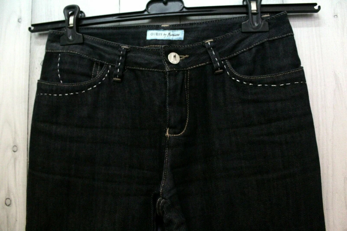 Guess Jeans Femme Taille 42 Pantalon Pantalon Denim Coton Noir Femme Logo