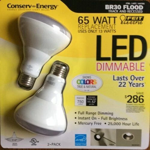 2 pack Feit Electric BR30 13 Watts 2700K Soft White Dimmable
