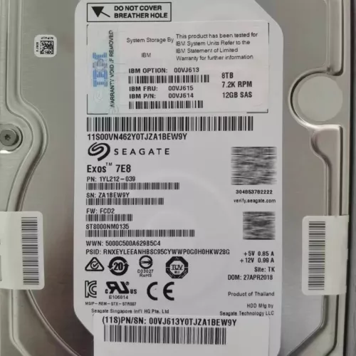 IBM 00VJ615 00VJ613 00VJ614 8TB 3.5'' 7.2K 12Gbps SAS HARD DRIVE HDD - Bild 2 von 4