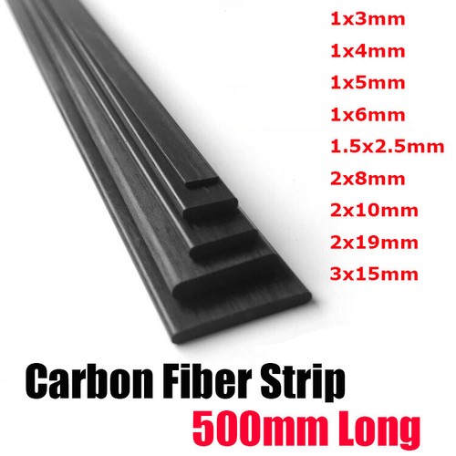10PZ Strisce Fibra di Carbonio Foglio Barra Piatta per Palo Aereo Multi Misure 500mm Nuovo - Foto 2 di 6