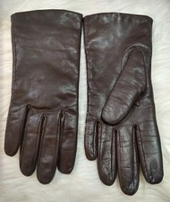 Vintage ARIS Brown Leather Thinsulate Lined Wrist Length Gloves Women's sz 6.5