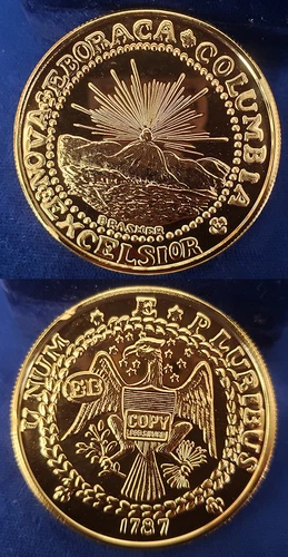 1787 Brasher Doubloon 24k Gold on 2 Troy Oz 999 Silver Round Coin Proof 440