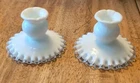 Fenton Silver Crest Milk Glass Candle Stick Holders Set Of 2 Vintage