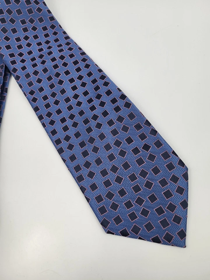 Corbata de seda Canterbury azul negra geométrica para hombre 58 x 3,5 Foto 3 de 4