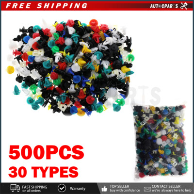 500Pcs Mixed Auto Car Fastener Clip Bumper Fender Trim Plastic Rivet Door Panel