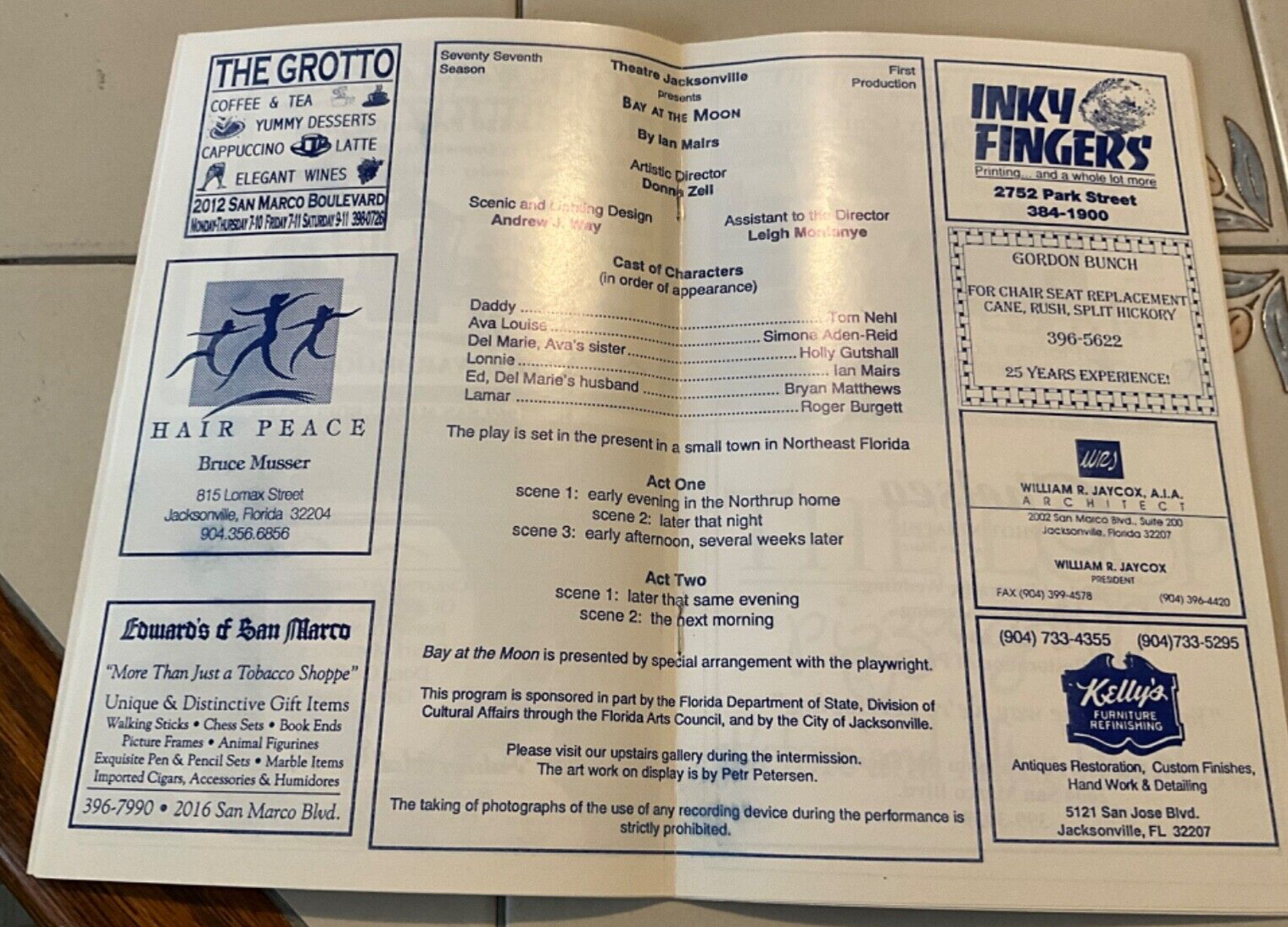 Bay at the Moon 1997 Theatre Jacksonville Playbill Program GUC