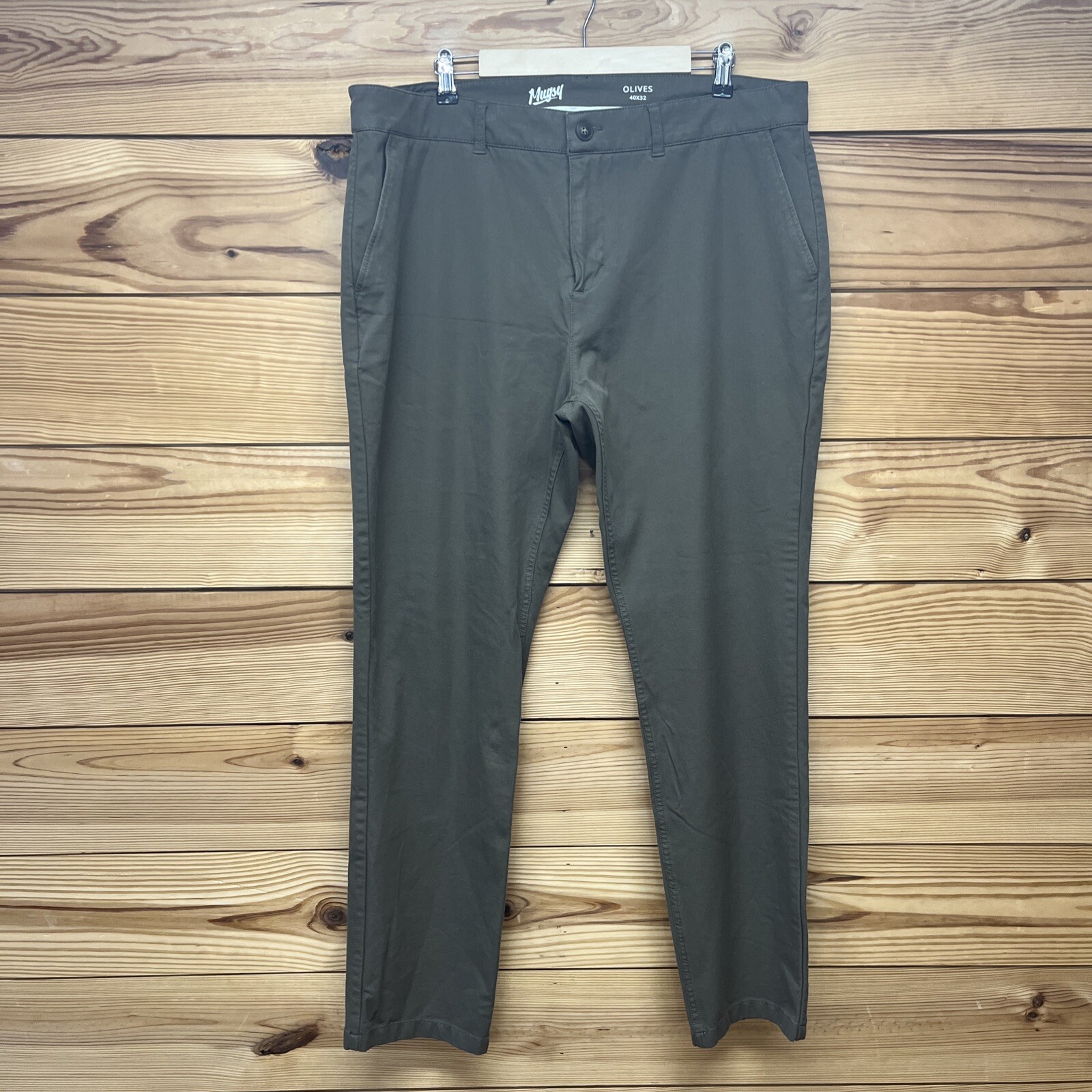 Mugsy Jeans Pants Mens 40x32 Olives Green Stretch Chino Stretch K6PNOL