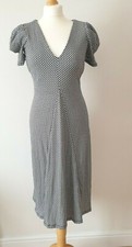ZARA BLACK/WHITE LOOSE-FITTING TEXTURED MIDI DRESS BNWT SIZES S