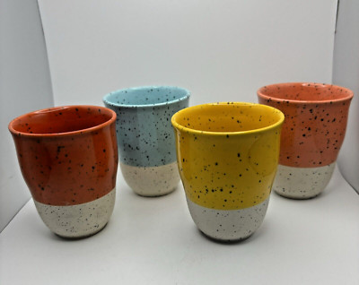 T2 Set of 4 Colorful Ceramic Small Tumblers Water Drinking Glasses 3.5''