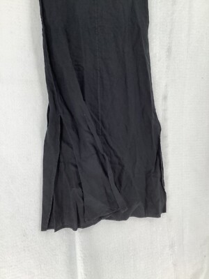 DKNY Pure Linen V-Neck Sleeveless Side Slit Hem Maxi Dress in Black Size XS  | eBay