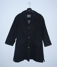 BURBERRYS Womens RARE Vintage Burberry Wool Dark Navy Overcoat Jacket Size UK16
