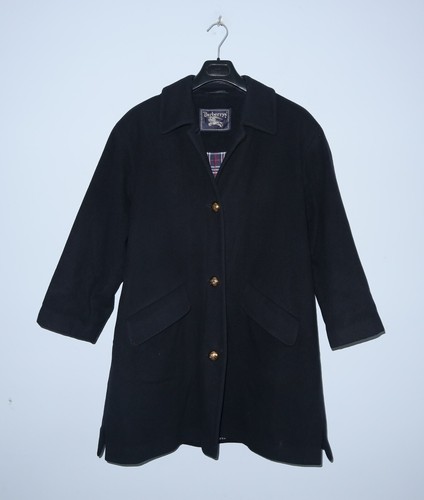 Burberrys Damen SELTEN Vintage Burberry Wolle dunkelmarineblau Mantel Jacke Größe UK16