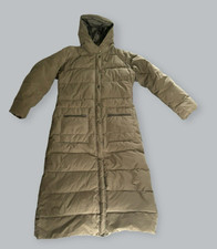 Jigsaw Women's Beige Hooded Down Feather Puffer Long Padded Coat Size 12