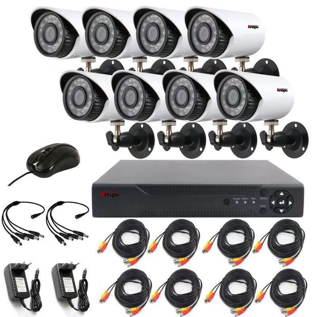 Anspo 8CH CCTV Security Camera System AHD DVR Waterproof IR Night