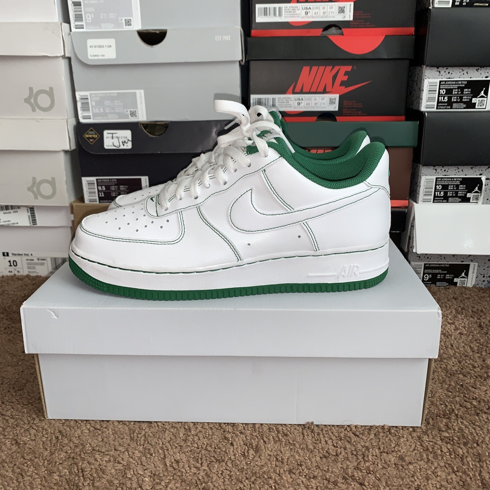 air force 1 white green stitch