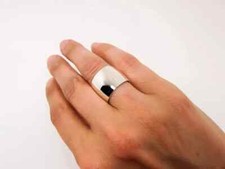 Solid 925 Sterling Silver Wide Dome Band Ring Statement Handmade Ring All Size