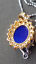 thumbnail 7 - Yellow Gold Plated Blue Jade Cabochon Imitation Diamond Pendant Chain Necklace