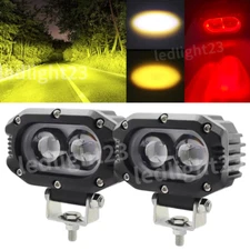 Strobe /w RED LED Work Light Amber White Cube Pods Spot Driving Fog Lamp Offroad