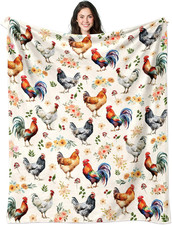 Chicken Blanket Chicken Gifts for Women Girls Soft Flannel Rooster Throw Blanket