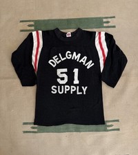 Camiseta deportiva deportiva deportiva vintage de los años 50 Mason a rayas negra Durene talla mediana