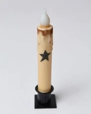 Country Primitive Black Star Battery Operated Timer Taper Candle 7"