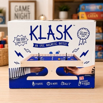 KLASK Magnetic Table Game Complete 2 Player Strategy Board Game w/ Box Manual