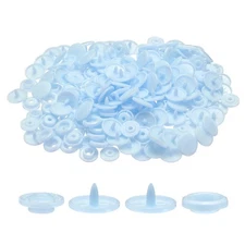 200 Set Plastic Snaps T5 Round Resin No-Sew Button Fasteners Kit, Sky Blue
