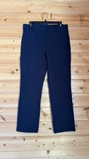 Quince Ultra Stretch Ponte Straight Leg Pants Navy Women's Large Petite Pull On