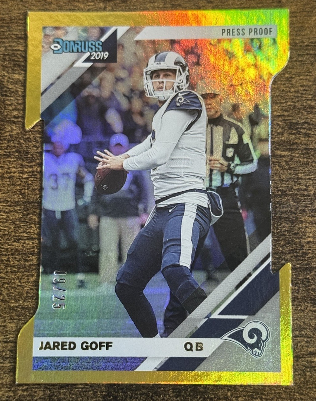 2019 Donruss Gold Press Proof Die Cut #138 Jared Goff /25 Rams Color Match Lions