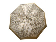 Fendi Zucca Folding Umbrella Beige Fashion Accessory Authentic