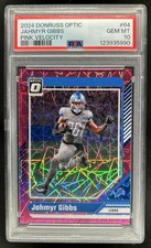 2024 Panini Donruss Optic Jahmyr Gibbs Pink Velocity #/80 Lions PSA 10 GEM MINT