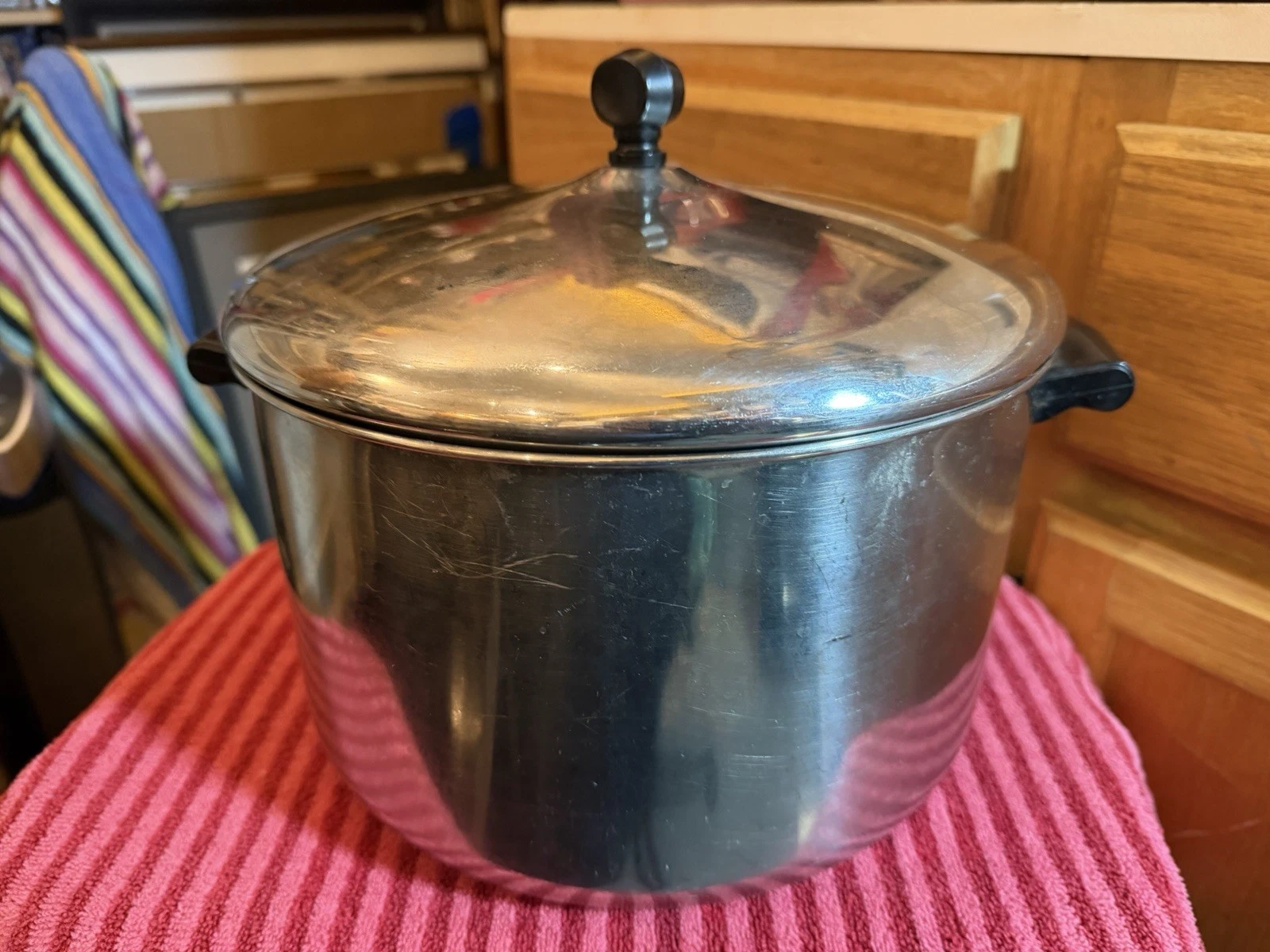 FARBERWARE Large Pot & Lid Aluminum Clad Stainless Steel USA VTG