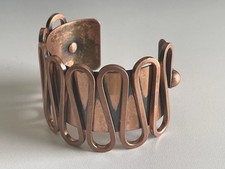 Brutalista ciężka miedziana bransoletka z mankietu połowy wieku