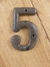 Rustic BROWN Cast Iron Metal House Numbers Street Address # Phone Number 5 FIVE