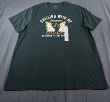Old Navy Pajama Mens Xtra Large Green White Graphic Logo Print Short Sleeve