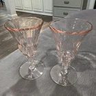 VTG Pink Depression Glass 4.25” set of 2 Cordial Champagne Glasses