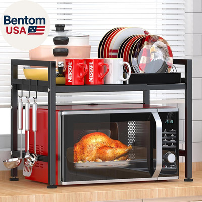 Extendable Microwave Oven Rack, Adjustable Microwave/Toaster Shelf Heavy Duty St